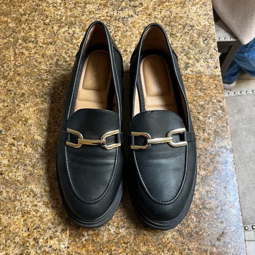Rachel Zoe black leather loafers